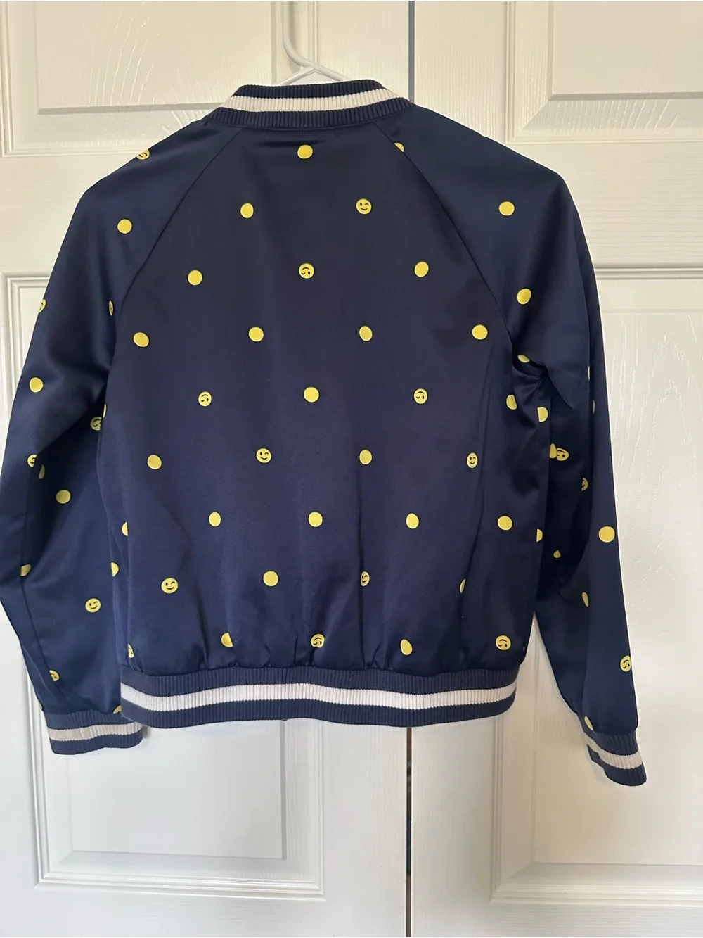 GAP Kids Navy Bomber Jacket with Yellow Polka Dots and Emoji Smiley Faces